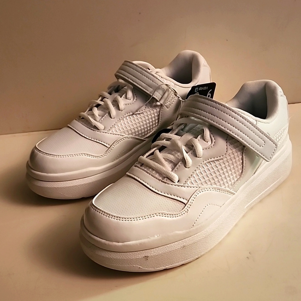 UNISEX AND 1 Platform Velcro White Athletic Sneakers Little-Big Girl Size 6 - Picture 5 of 9